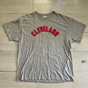 Feller Men’s Gray Cleveland Indians Red Graphics T-Shirt Size XL Vtg MLB Legend